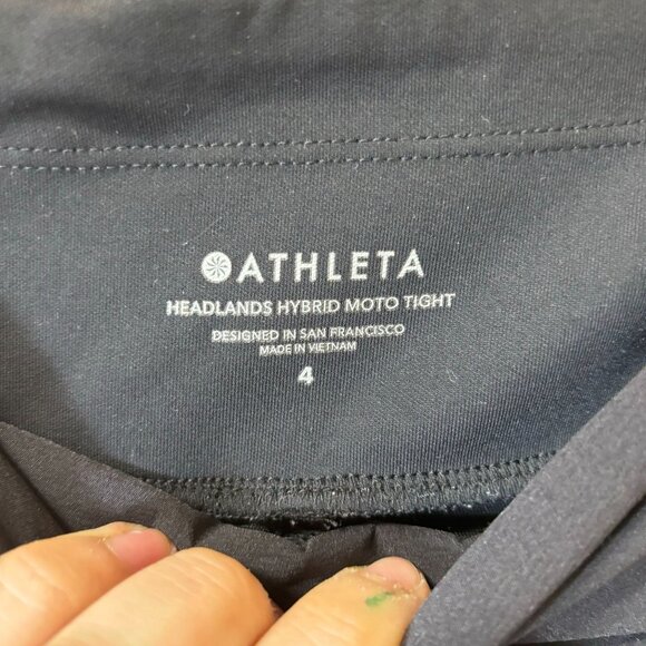 Athleta Headlands Hybrid Moto‎ Tight 4 Black Leggings Zip Ankle Skinny Stretch - Picture 5 of 6